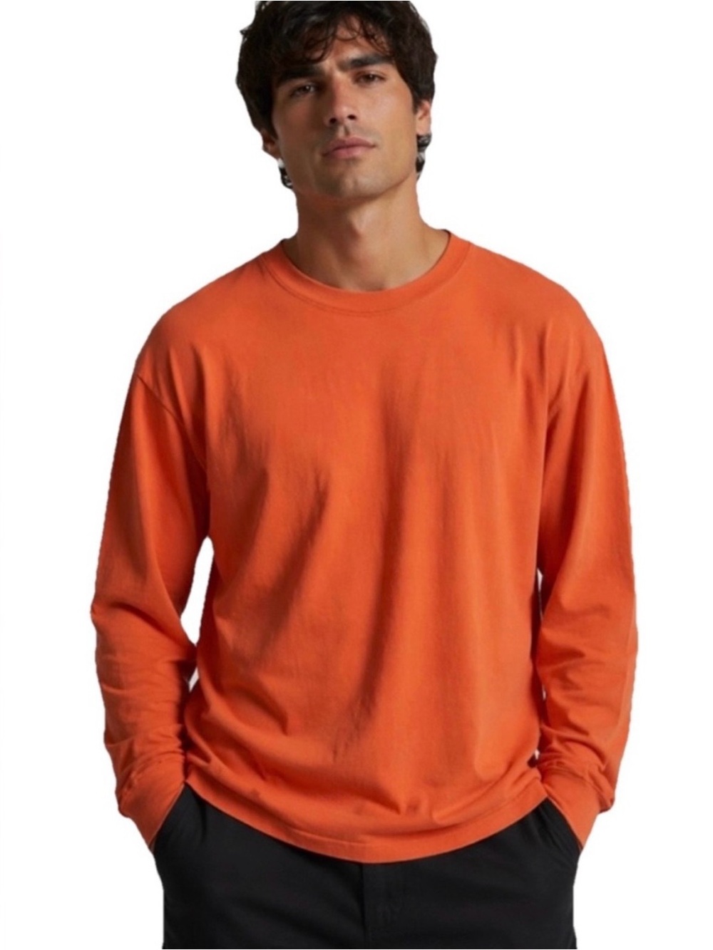 Sporty & Rich Unisex Women’s & Men’s Orange Long Sleeve Cotton Tee Size Small
